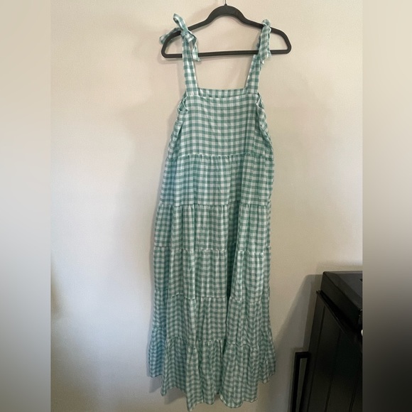LJC Designs tie shoulder gingham maxi dress - Picture 2 of 4
